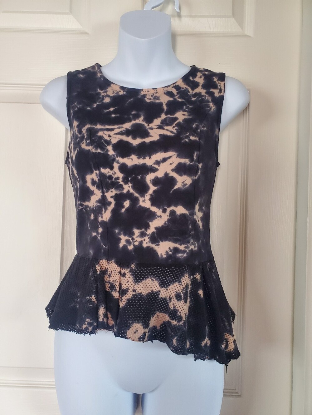 Mono B Acid Wash Fairy Grunge Peplum Top Rock Festival Punk Fitted Size Small